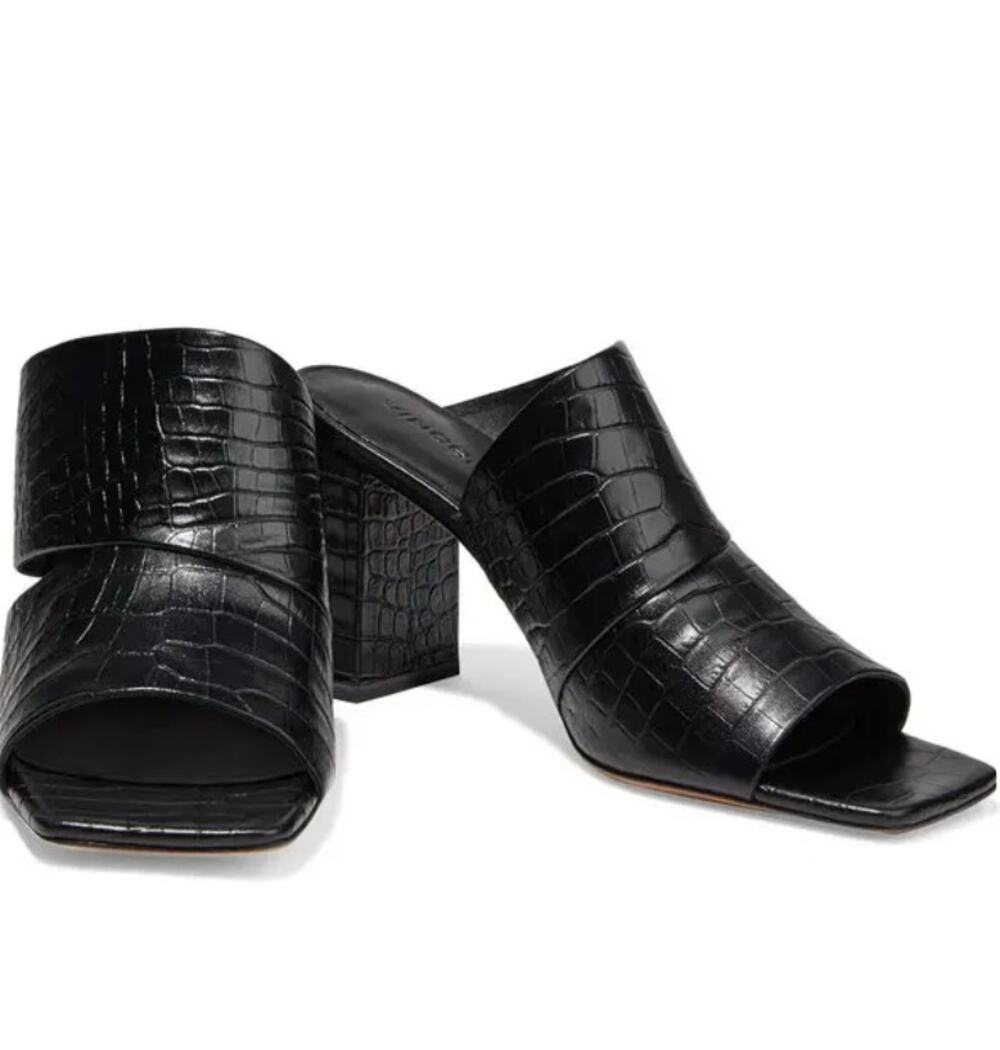 Vince Women's Nelda Cutout Croc-Effect Leather Mules Size 8.5